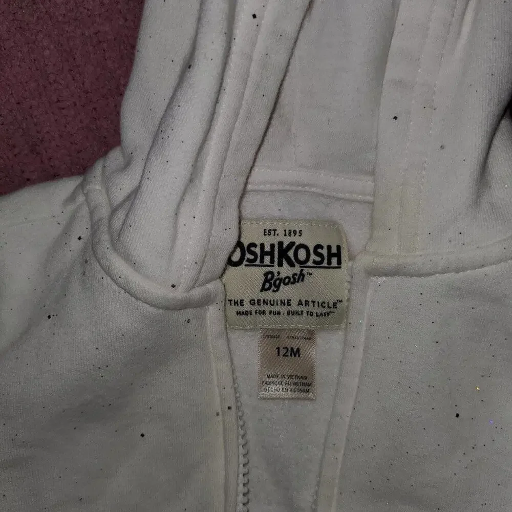 Oshkosh White Unicorn Glitter Hoodie for Baby Girl 12 Months